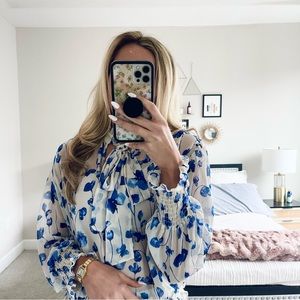 MISA Floral Blue Blouse